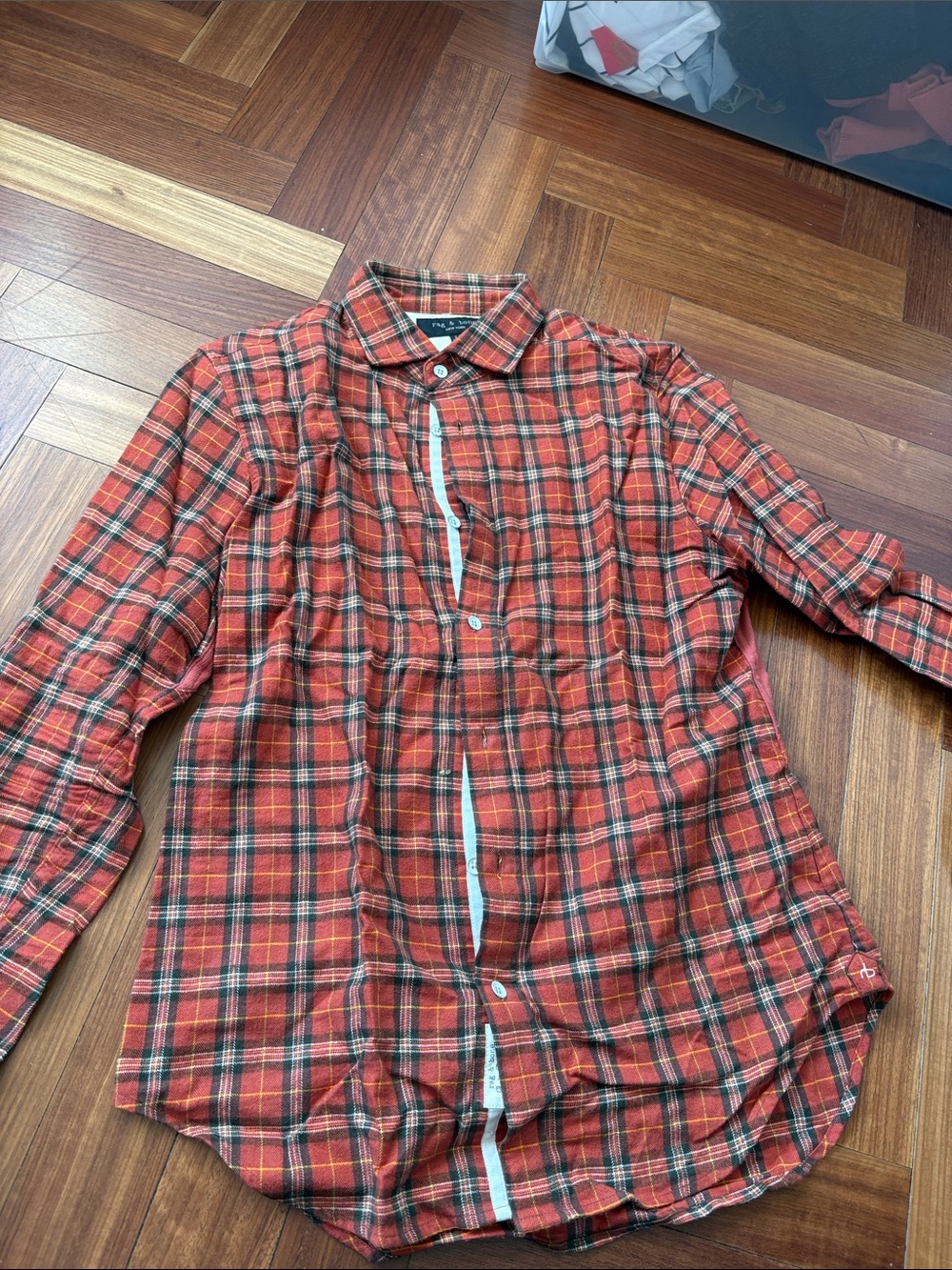 Rag & Bone Men's Red Plaid Button-Up Shirt